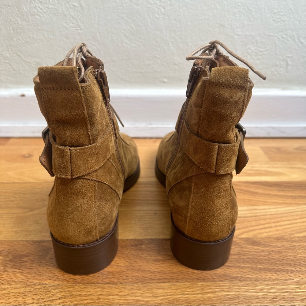 Sézane Dana ankle boots in taupe suede with a buckle detail Never Worn Size 7 - Picture 5 of 8
